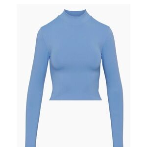 Aritzia Babaton Contour Mock Neck Long Sleeve, Large, Blue, Cropped Turtleneck